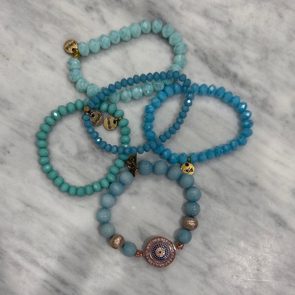 Erimish Turquoise and Gold Bracelet Set